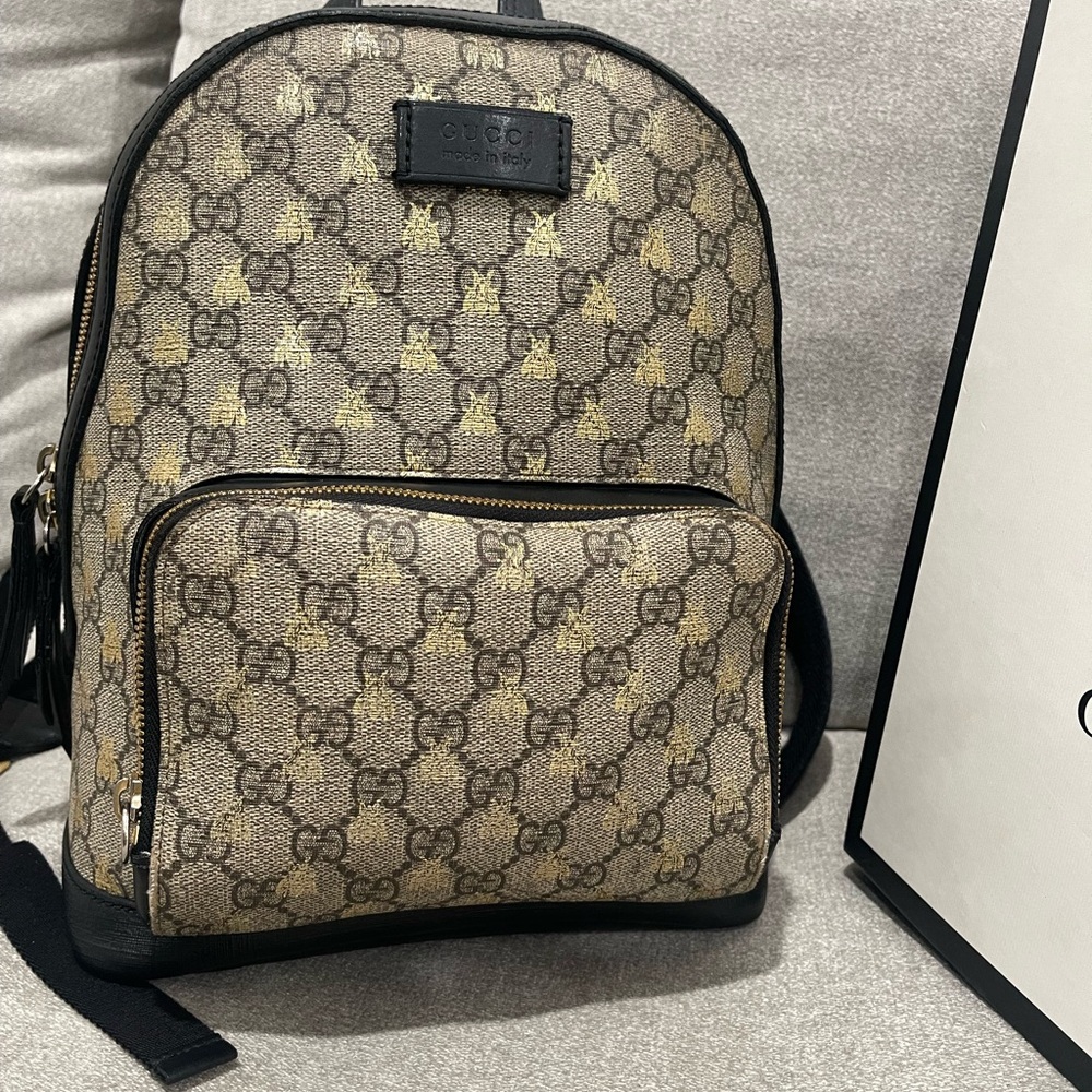 - Gucci GG Supreme Bee Print Backpack, FINAL SALE